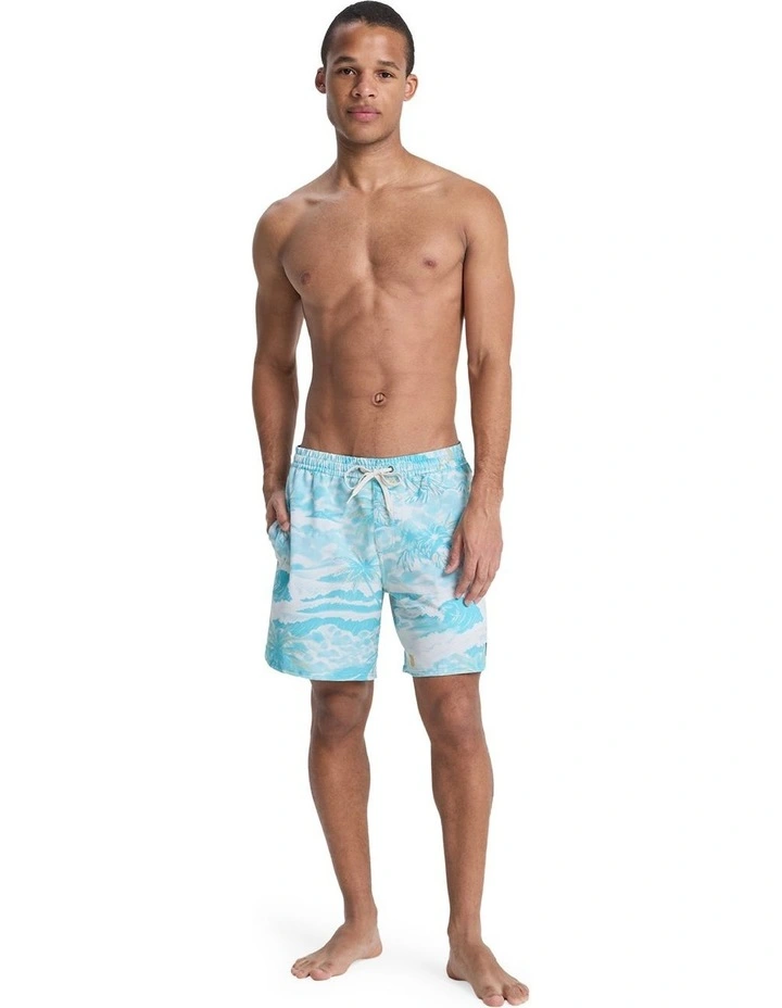 Stretch Printed Volley 17 Swim Shorts Aqua Sundown image 5