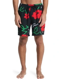 Stretch Printed Volley 17 Swim Shorts Black Street Floral