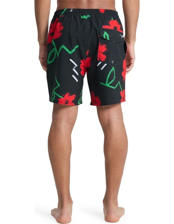 Stretch Printed Volley 17 Swim Shorts Black Street Floral image 2