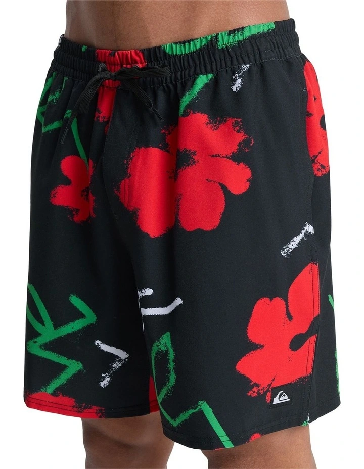 Stretch Printed Volley 17 Swim Shorts Black Street Floral image 4