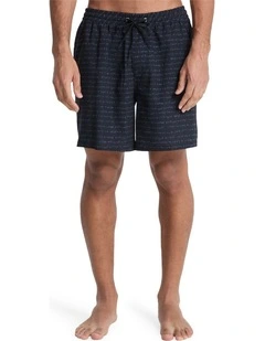 Stretch Printed Volley 17 Swim Shorts Black Quik Thoughts