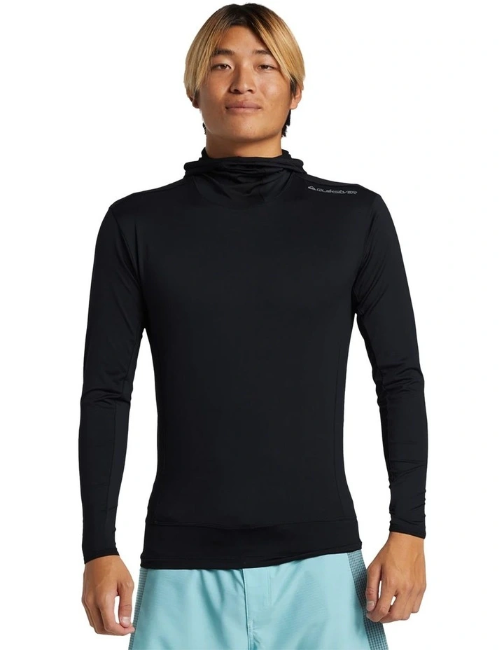 Highline Hooded Long Sleeve Rash Vest in Black image 1
