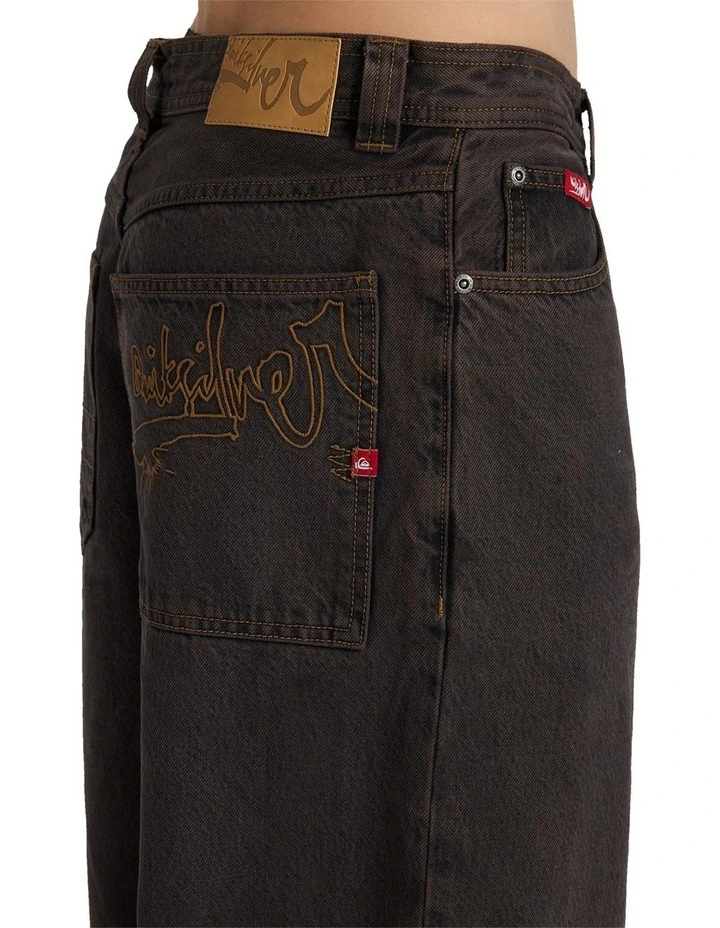 YG Baggy Denim Pants Black Black Tint Brown image 4