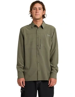 Longline Performance Long Sleeve Shirt In Dusty Olive