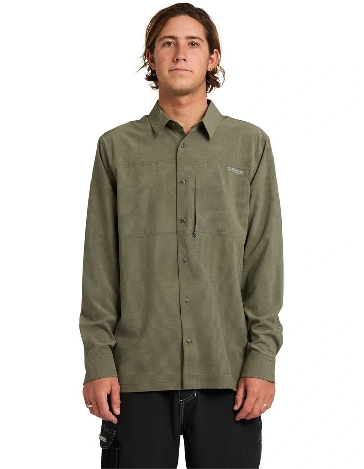 Longline Performance Long Sleeve Shirt In Dusty Olive image 1