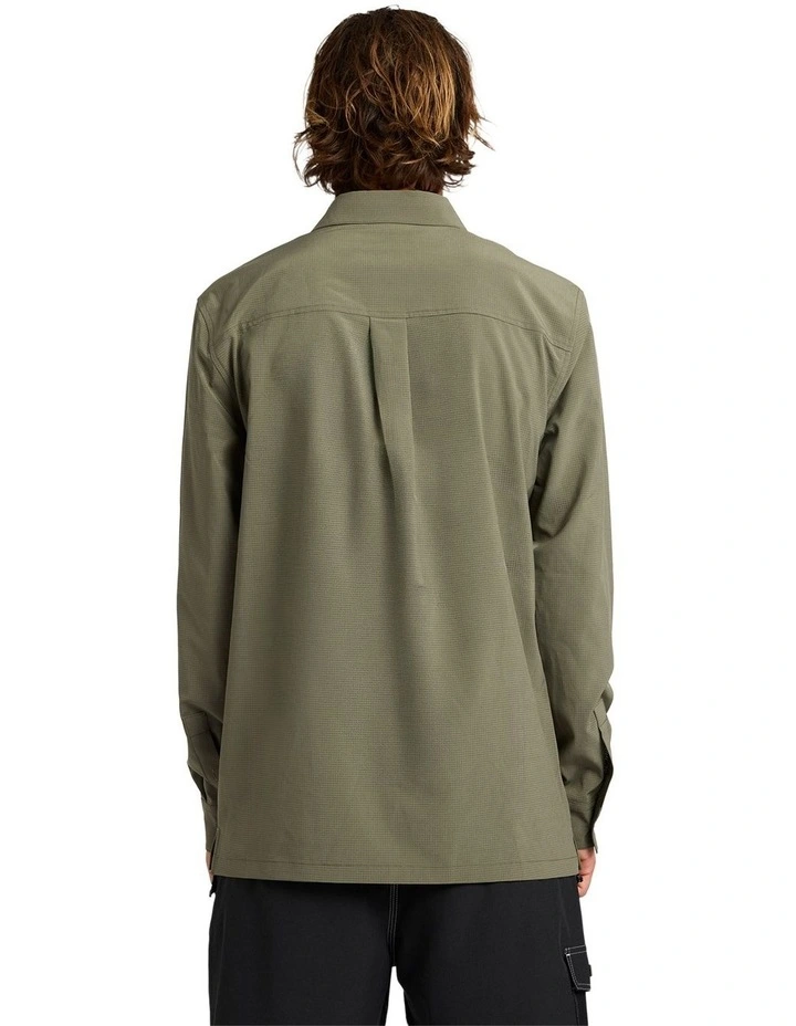 Longline Performance Long Sleeve Shirt In Dusty Olive image 2