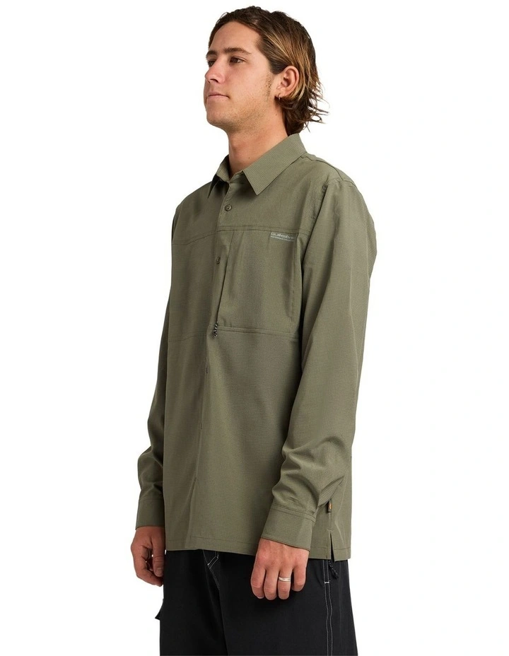 Longline Performance Long Sleeve Shirt In Dusty Olive image 3
