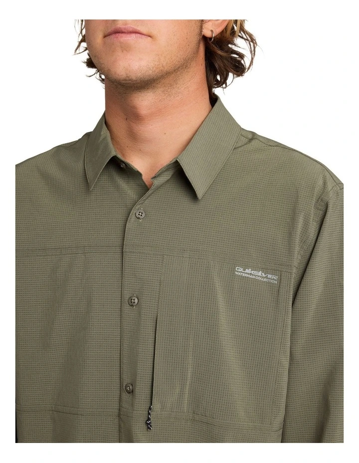 Longline Performance Long Sleeve Shirt In Dusty Olive image 4
