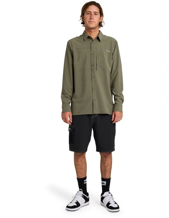 Longline Performance Long Sleeve Shirt In Dusty Olive image 5