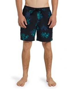 Everyday Printed 17 Volley Shorts Black Rave Dazie