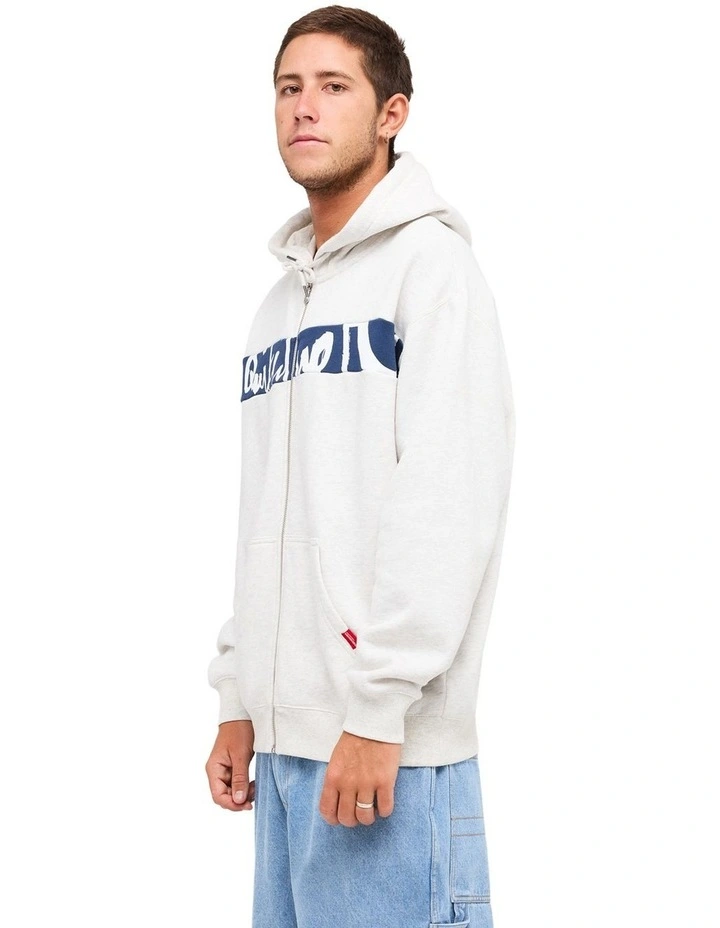 Impaired Panel Zip Through Hoodie in Snow Heather image 3