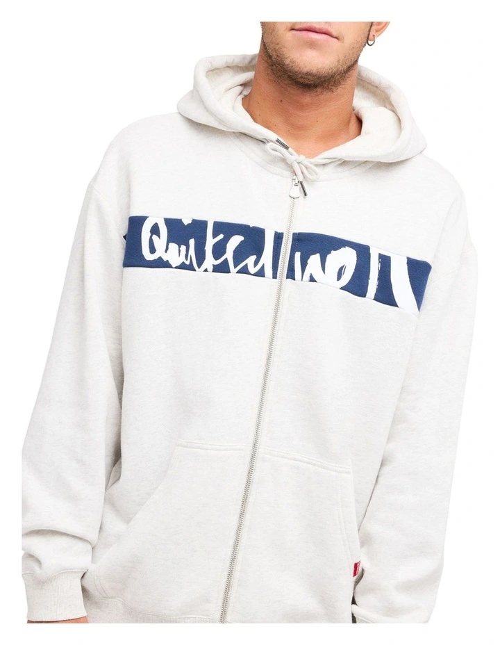 Impaired Panel Zip Through Hoodie in Snow Heather image 4