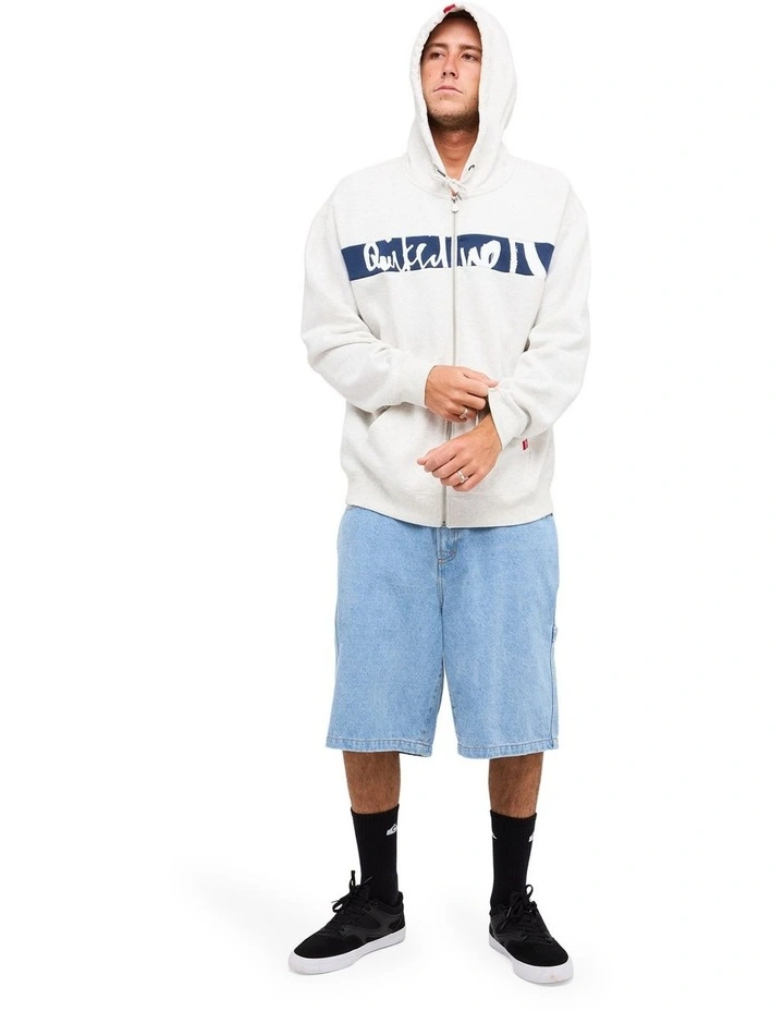 Impaired Panel Zip Through Hoodie in Snow Heather image 5