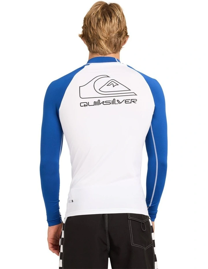 On Tour Long Sleeve Id Rashguard in White and Monaco Blue image 2