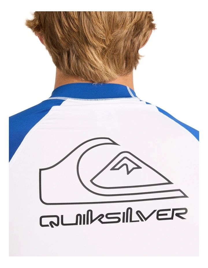 On Tour Long Sleeve Id Rashguard in White and Monaco Blue image 4