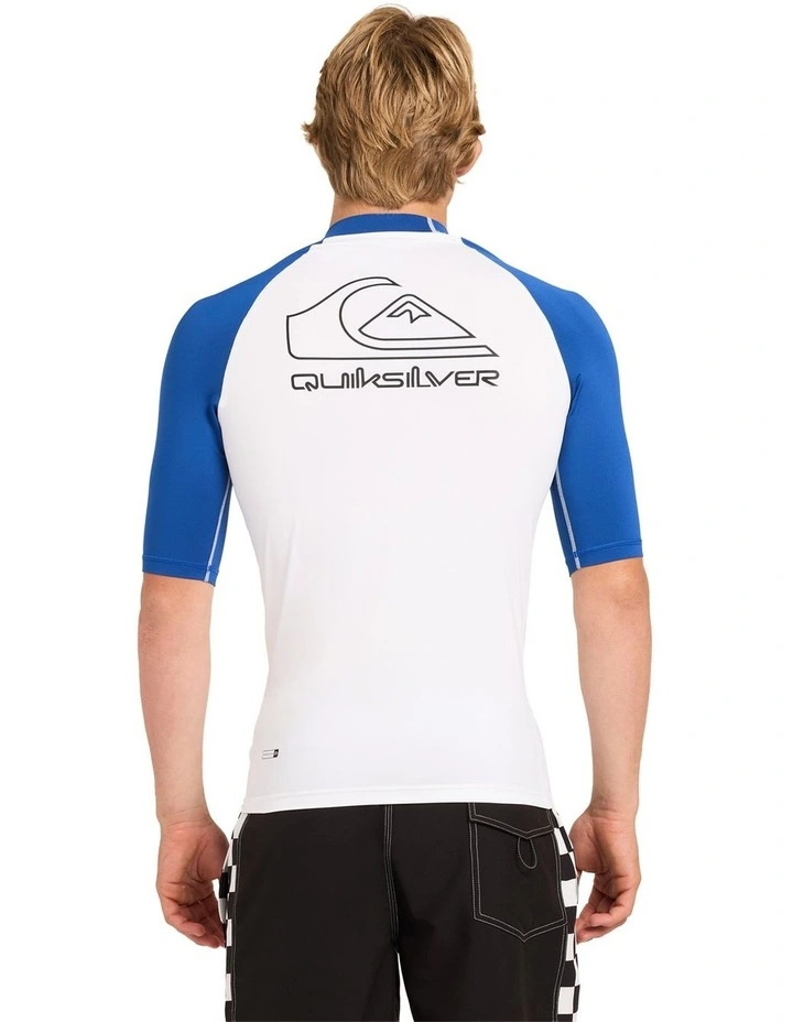 On Tour UPF 50 Short Sleeve Rashguard In White/monaco Blue image 2