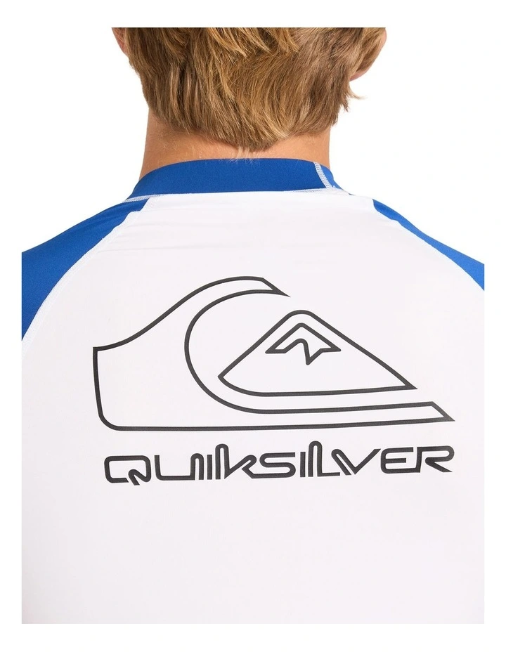 On Tour UPF 50 Short Sleeve Rashguard In White/monaco Blue image 4