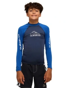 Boys 8-16 On Tour Long Sleeve Id Rash Vest In Mood Indigo
