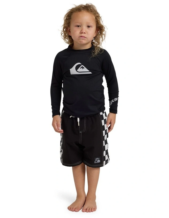 Boys 2-7 All Time Long Sleeve Rashguard In Black image 1