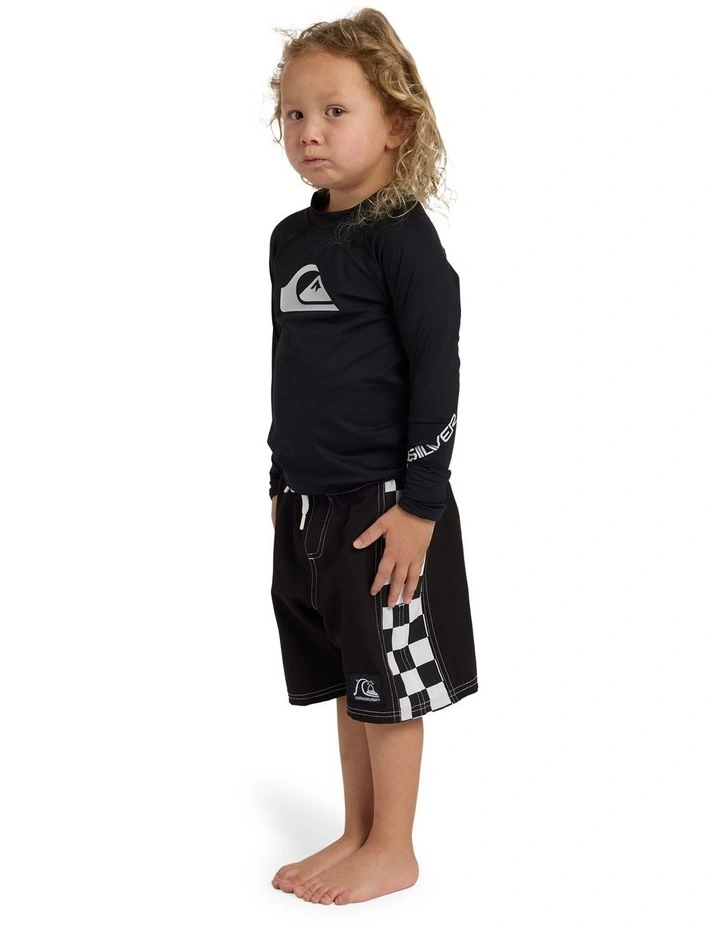 Boys 2-7 All Time Long Sleeve Rashguard In Black image 3
