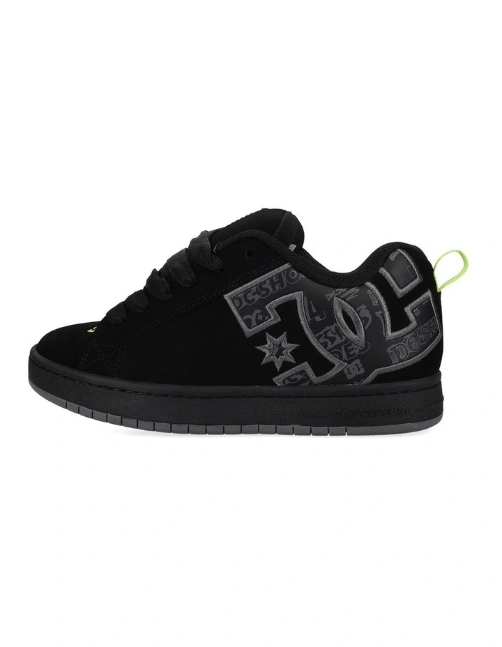 Court Graffik Skate Shoes in Black/Grey/Lime image 3