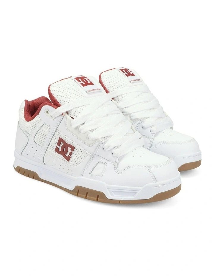 Stag Skate Shoes in White/Brick Red/Gum image 2