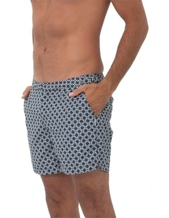 Iris Square Swim Shorts in Navy