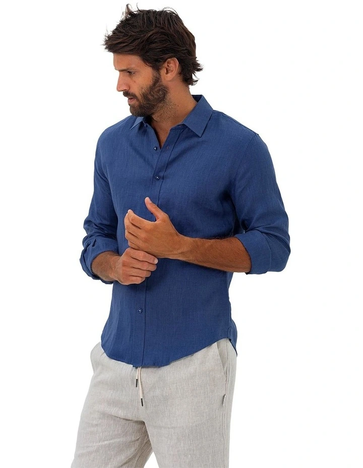 Linen Shirt in Indigo Blue image 1