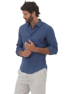 Linen Shirt in Indigo Blue