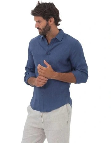 Linen Shirt in Indigo Blue