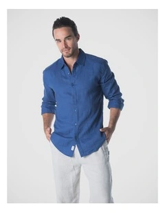 Linen Shirt in Indigo Blue