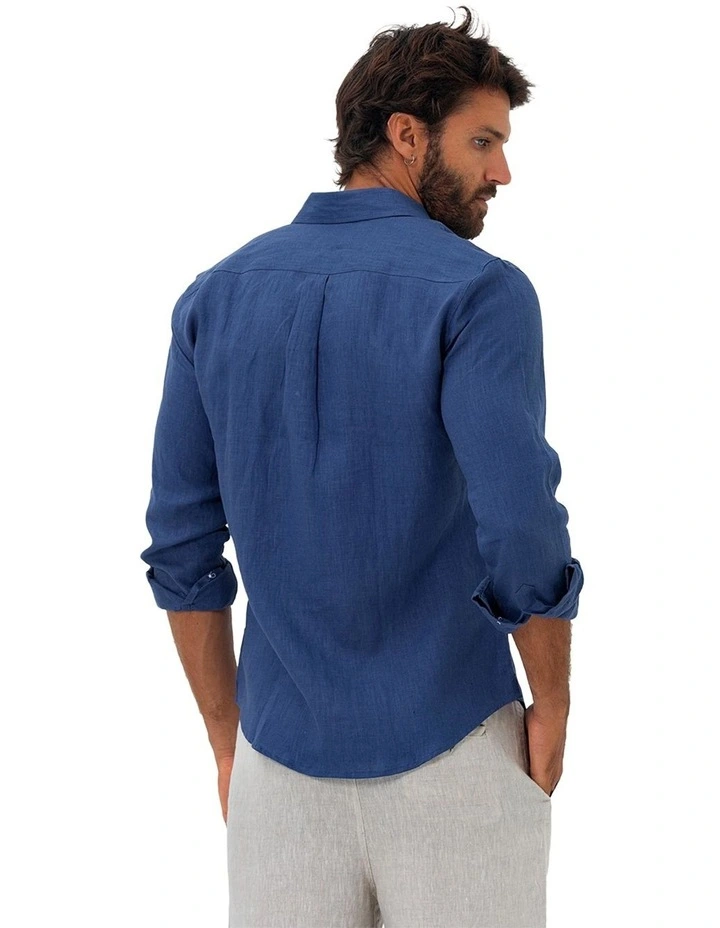 Linen Shirt in Indigo Blue image 2