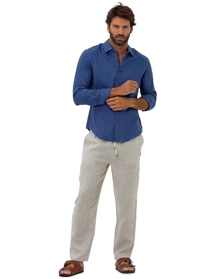 Linen Shirt in Indigo Blue image 5