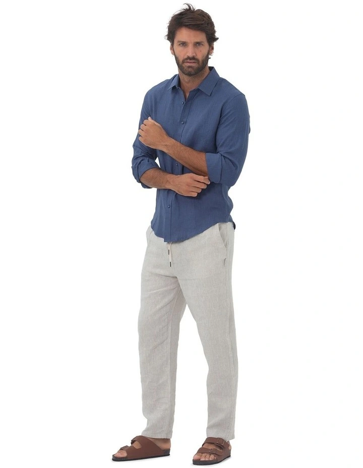 Linen Shirt in Indigo Blue image 5