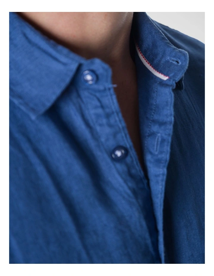 Linen Shirt in Indigo Blue image 5