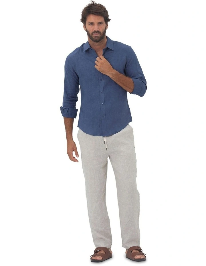 Linen Shirt in Indigo Blue image 5