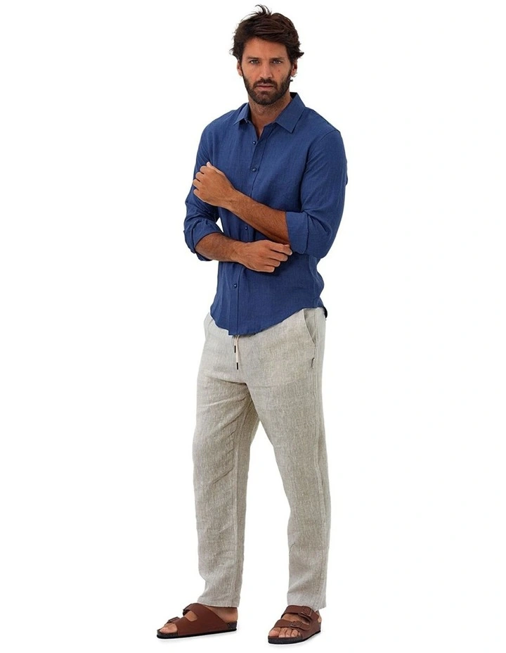 Linen Shirt in Indigo Blue image 6