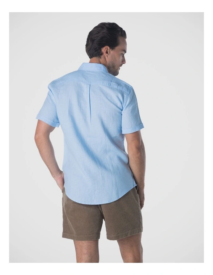 Summer Short Sleeve Linen Shirt in Blue image 2