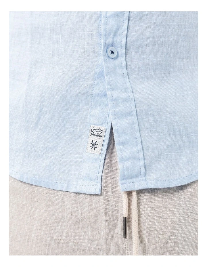 Summer Short Sleeve Linen Shirt in Blue image 4