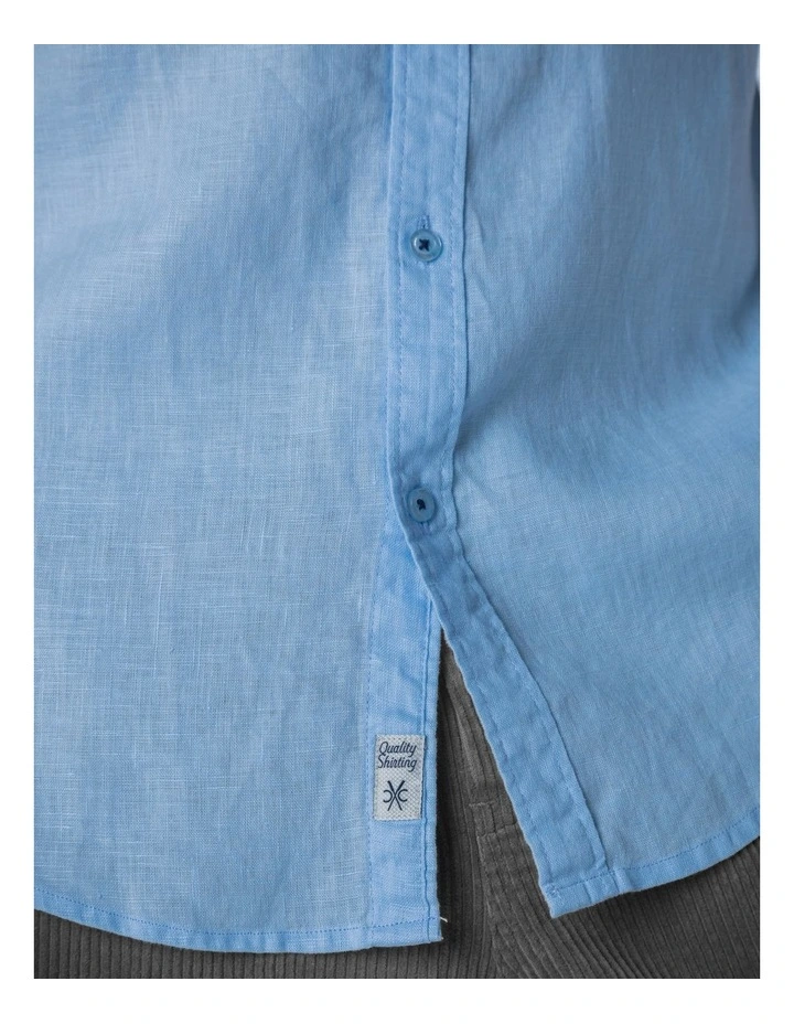 Summer Short Sleeve Linen Shirt in Blue image 4