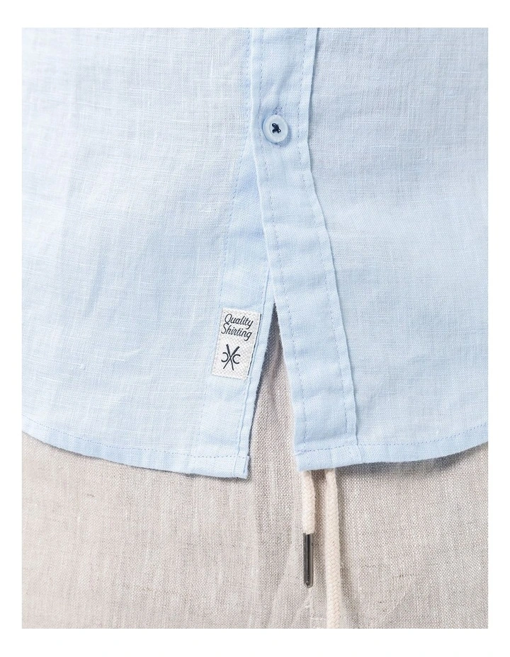 Summer Short Sleeve Linen Shirt in Blue image 4