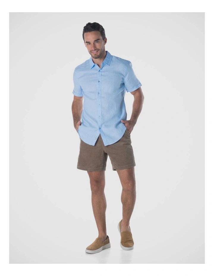 Summer Short Sleeve Linen Shirt in Blue image 6