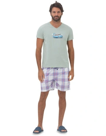 Road Tripping Mens Pyjamas in Green