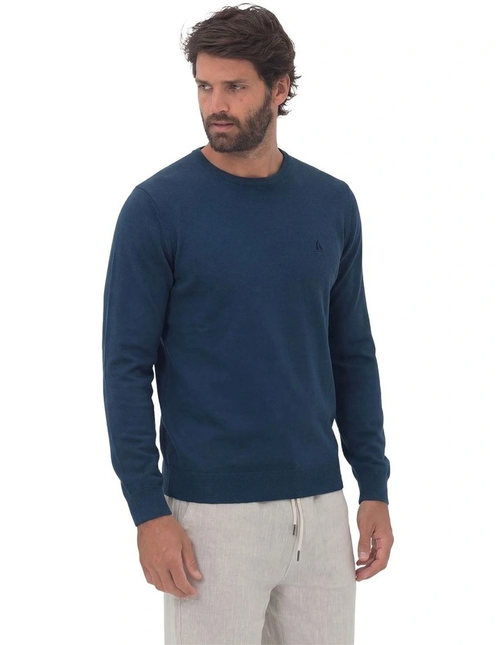 Cotton Crew Neck Jumper in Blue image 1