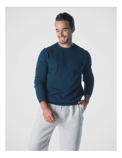 Cotton Crew Neck Jumper in Blue