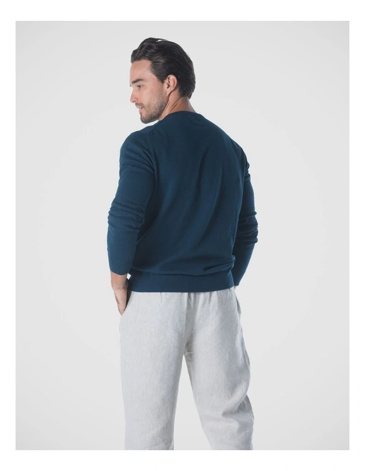 Cotton Crew Neck Jumper in Blue image 2