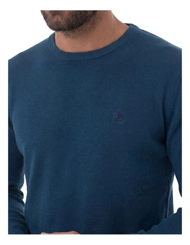 Cotton Crew Neck Jumper in Blue image 4