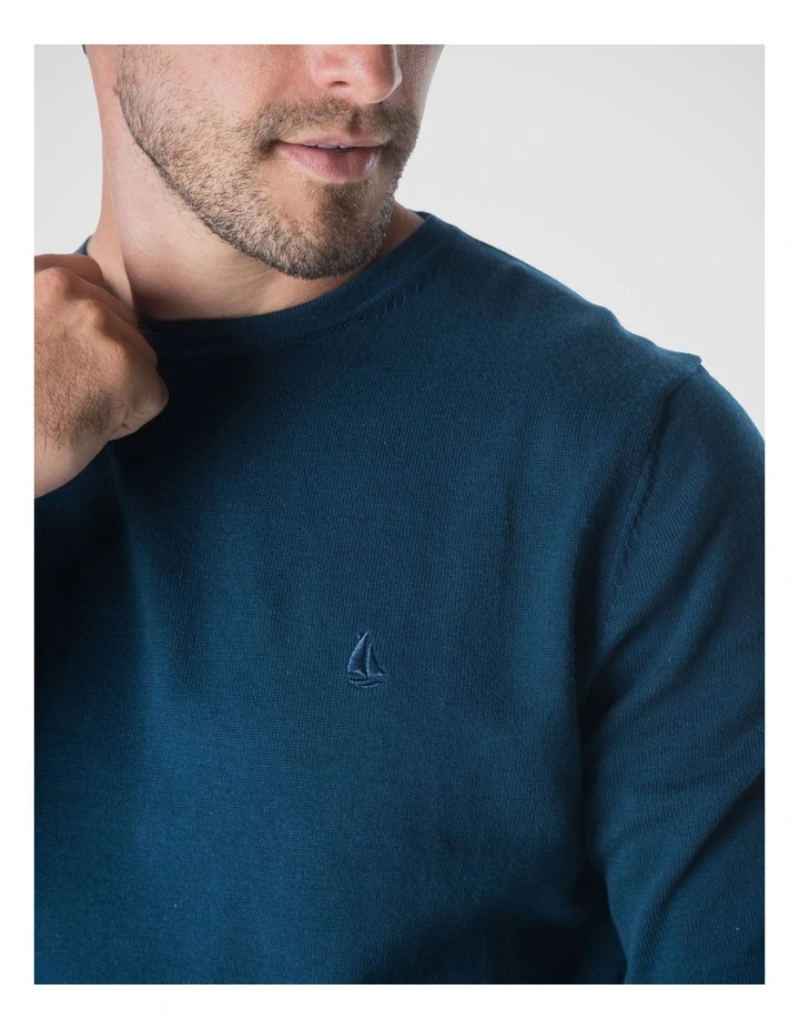 Cotton Crew Neck Jumper in Blue image 4