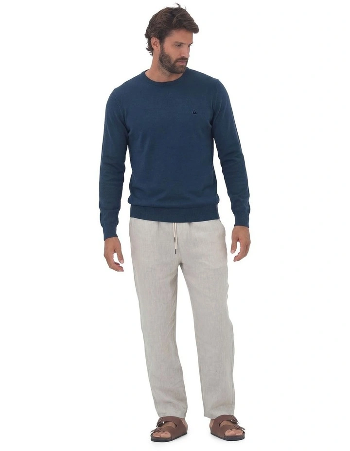 Cotton Crew Neck Jumper in Blue image 5