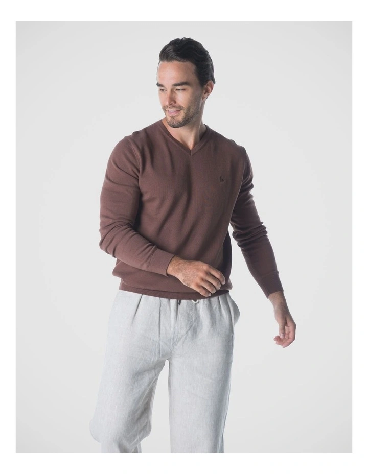 V-Neck Jumper in Chocolate image 1